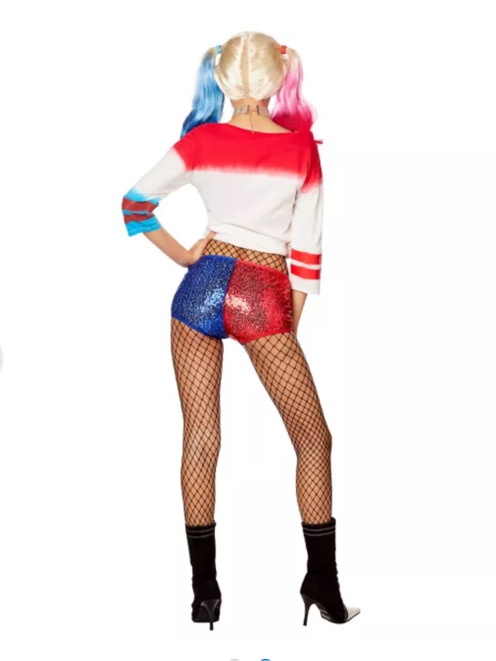 Harley Quinn Sequin Costume - Red & Blue - Picture 2 of 2